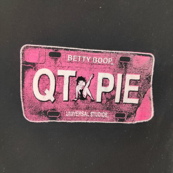 Vintage Universal Studios Betty Boop Cropped Tee Shirt Women Medium Black QT PIE - Picture 2 of 8